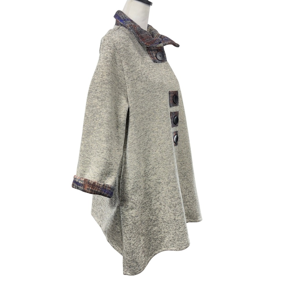 Damee Inc Heathered Knit Swing Coat Size 2X Wired Collared Button Front Size - Picture 3 of 9